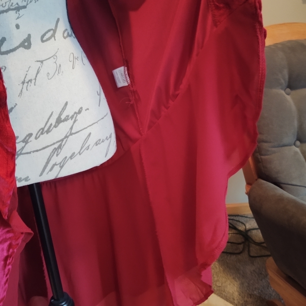 Women's Open Front Velvet Duster Cardigan - Deep Magenta - Picture 9 of 12